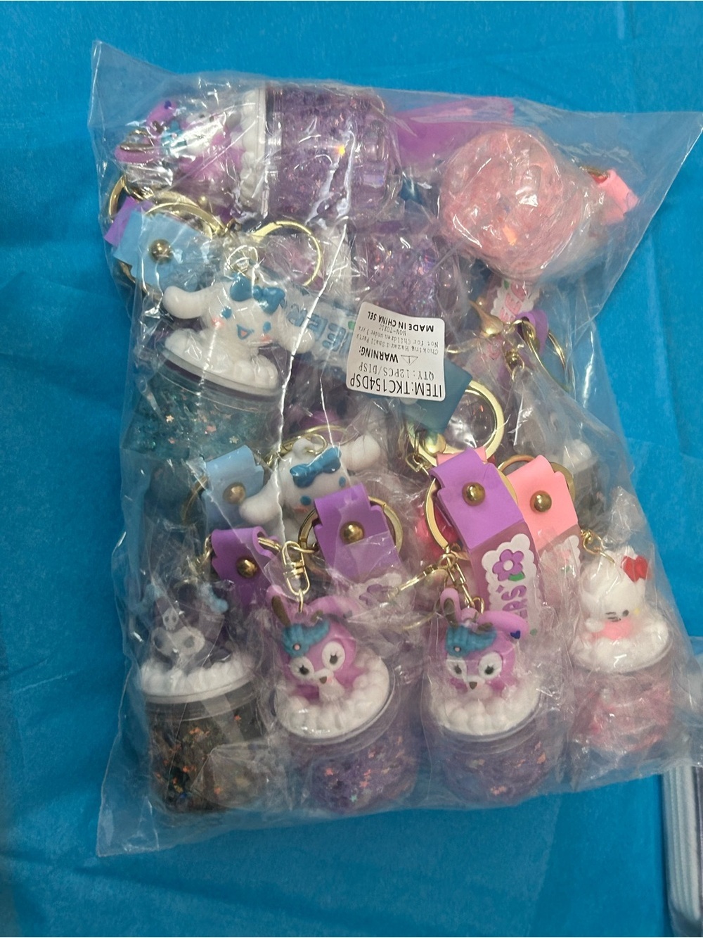 SANRIO HK Cute Pastel Animal Bubble Keychain bundle - Purple, Pink, Blue